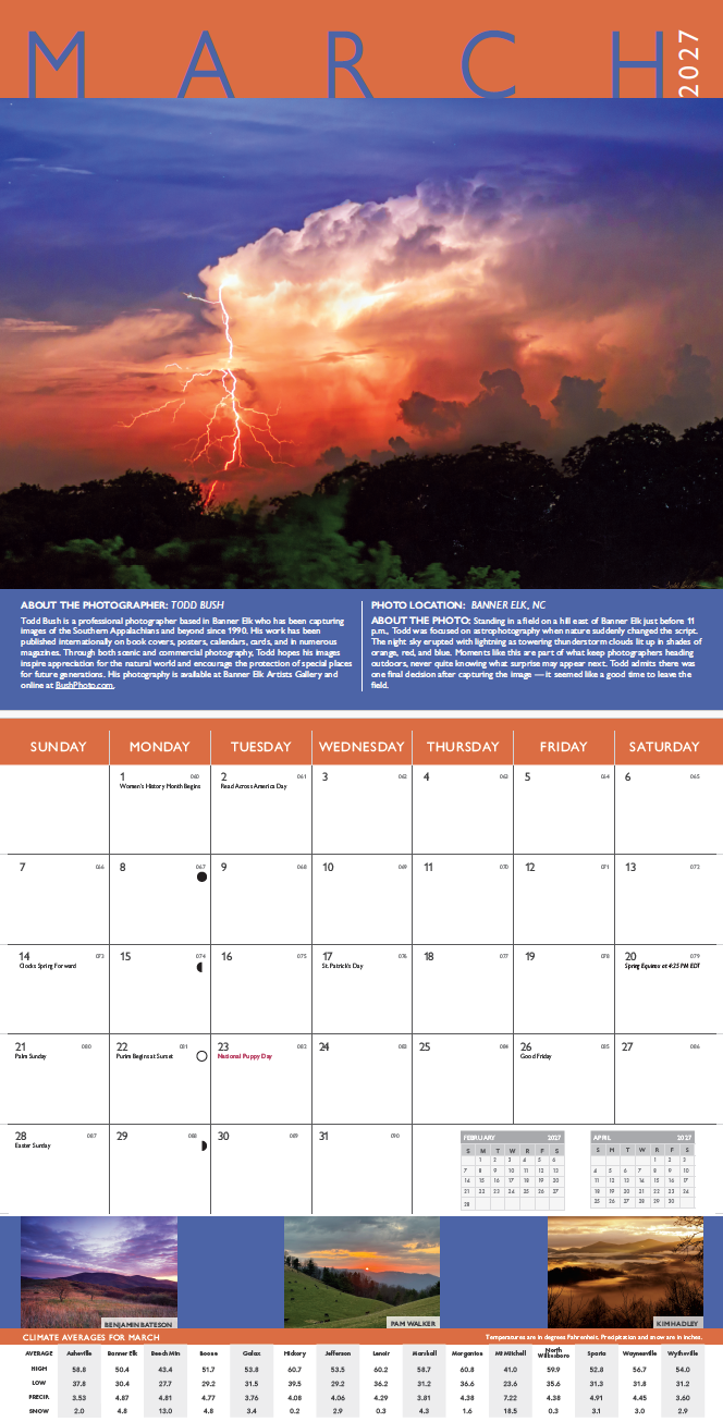 2027 Blue Ridge Calendar